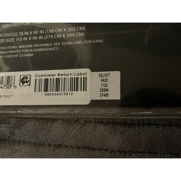 Hudson Park Collection Textured Velvet Coverlet, King Drak Gray New MSRP $565 - Picture 7 of 9